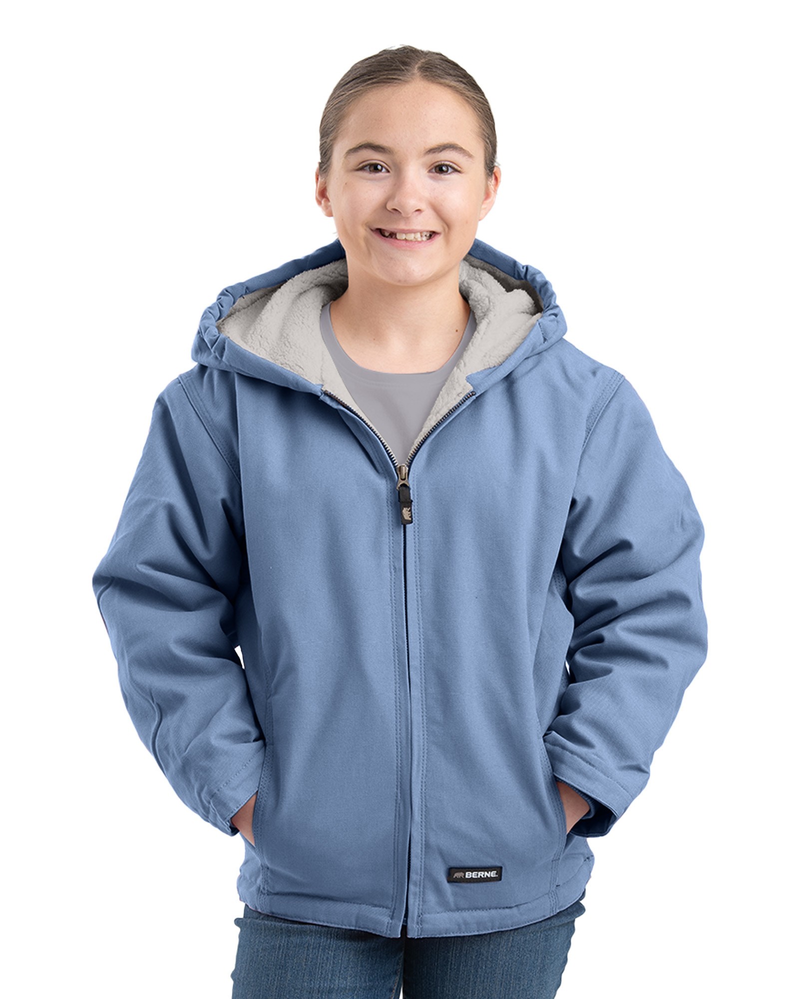 Kids' Berne Sherpa-Lined Soft Duck Hooded Jacket