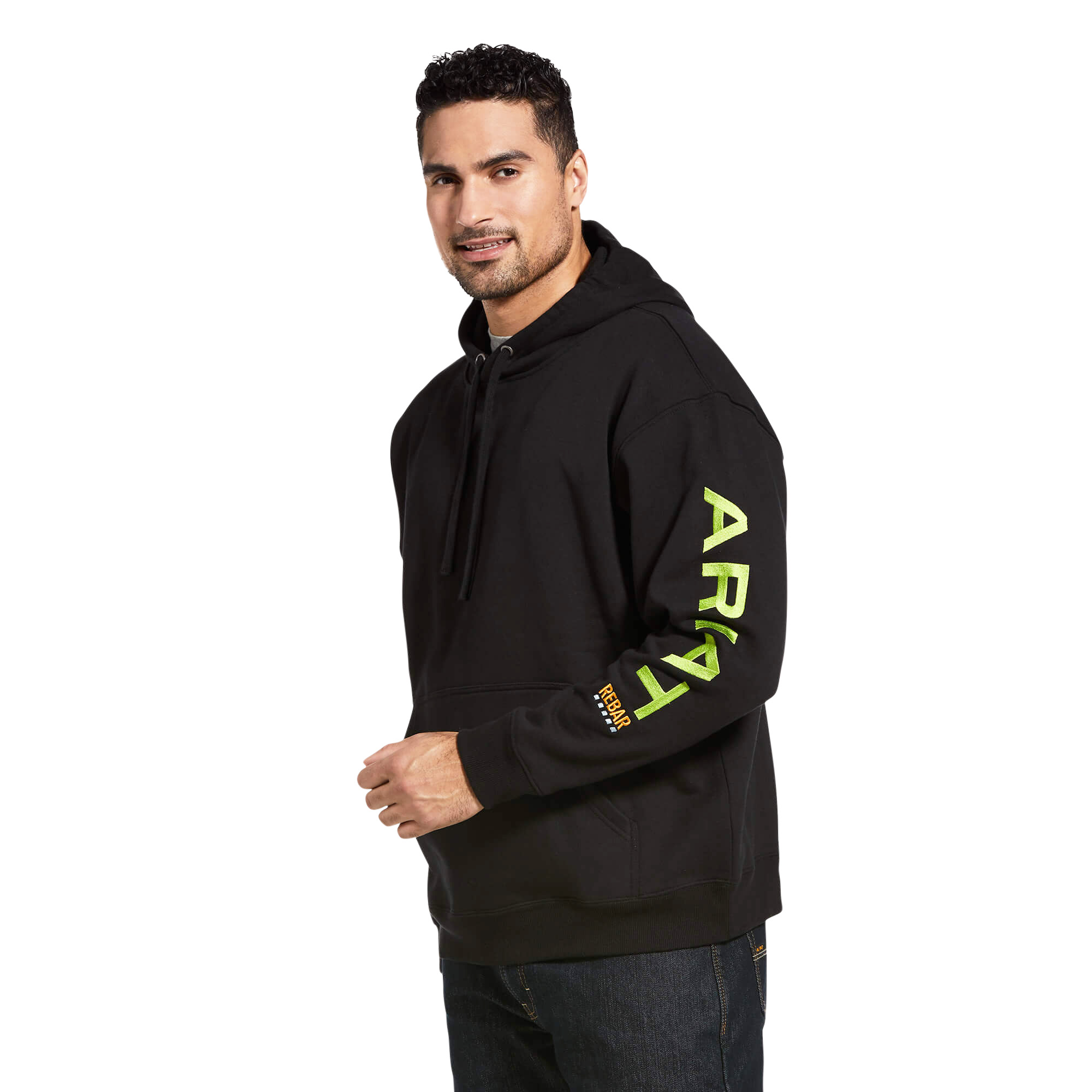 Men's Ariat Rebar Graphic Hoodie - Black / Lime