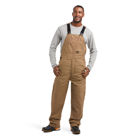 Men's Ariat Rebar DuraCanvas Stretch Insulated Bib - Khaki