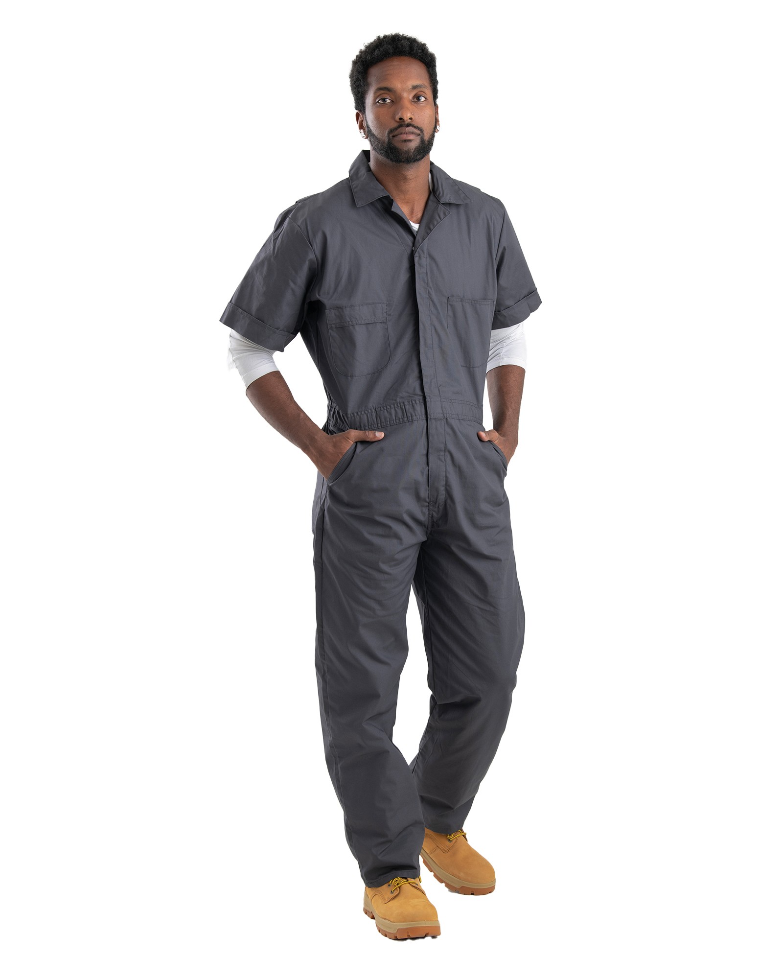 Men's Berne Poplin Short Sleeve Coverall - Charcoal