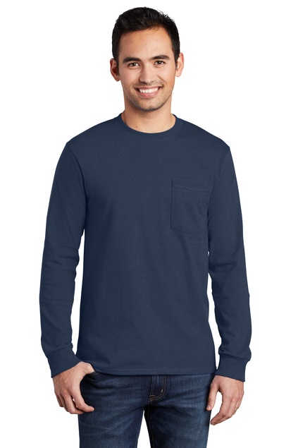 Port & Company Essential Cotton Long Sleeve Pocket Work Tee