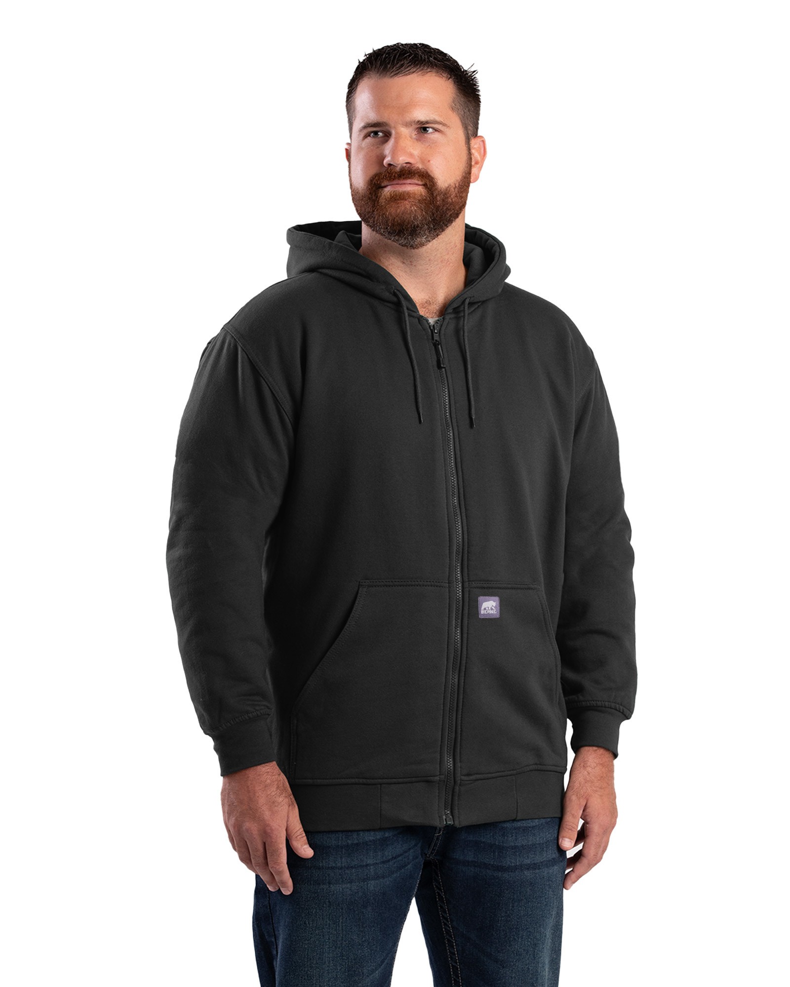 Men's Berne Thermal Lined Zip-Front Hoodie-Black