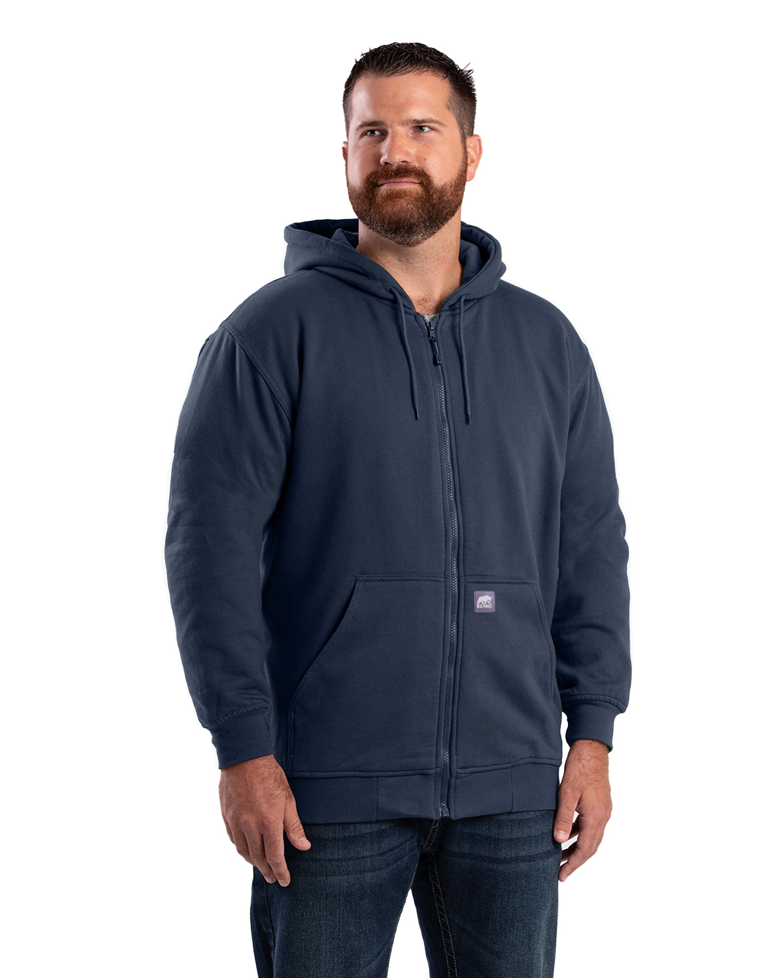 Men's Berne Thermal Lined Zip-Front Hoodie-Navy