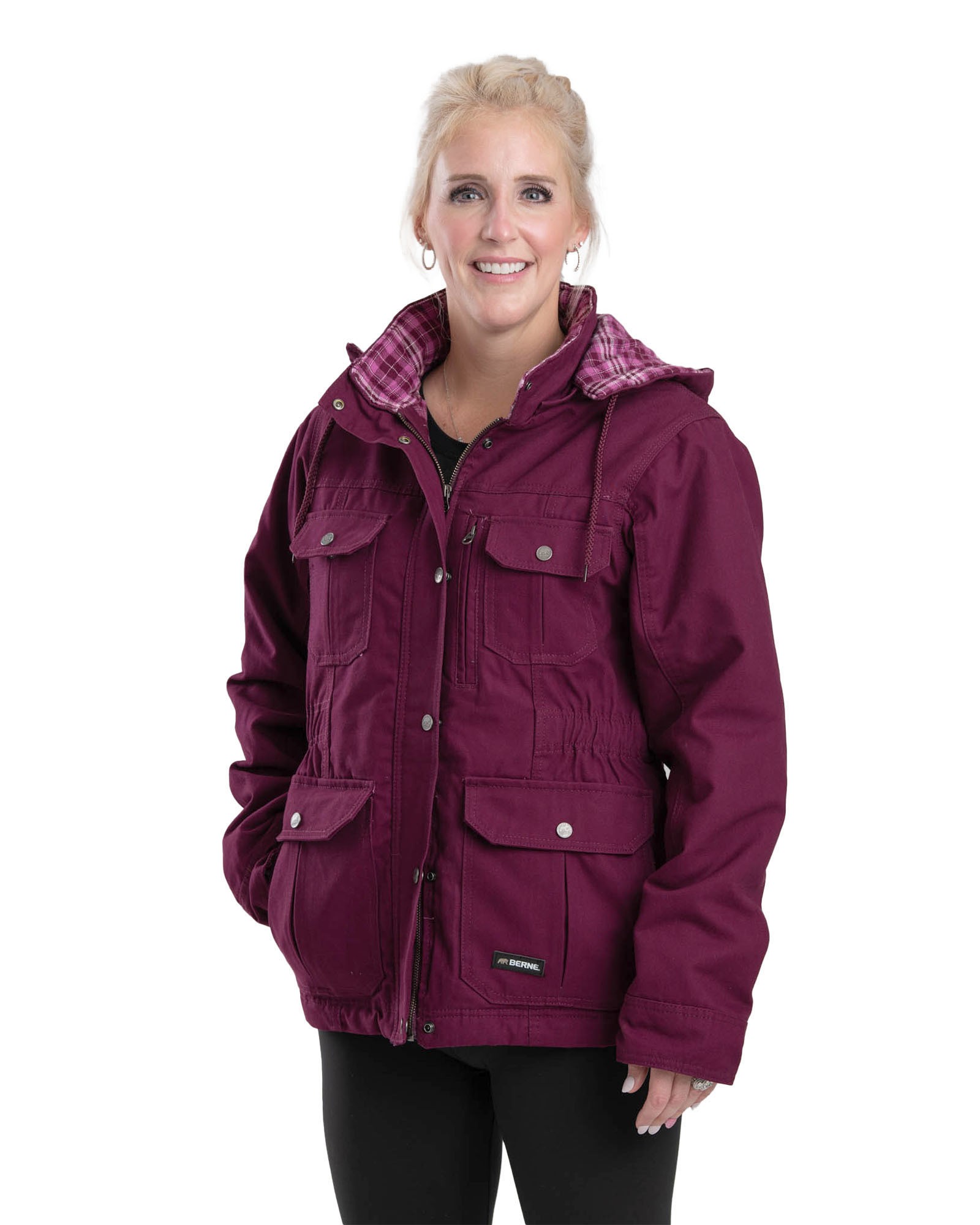 Women's Berne Washed Duck Quilt-Lined Barn Coat-Plum