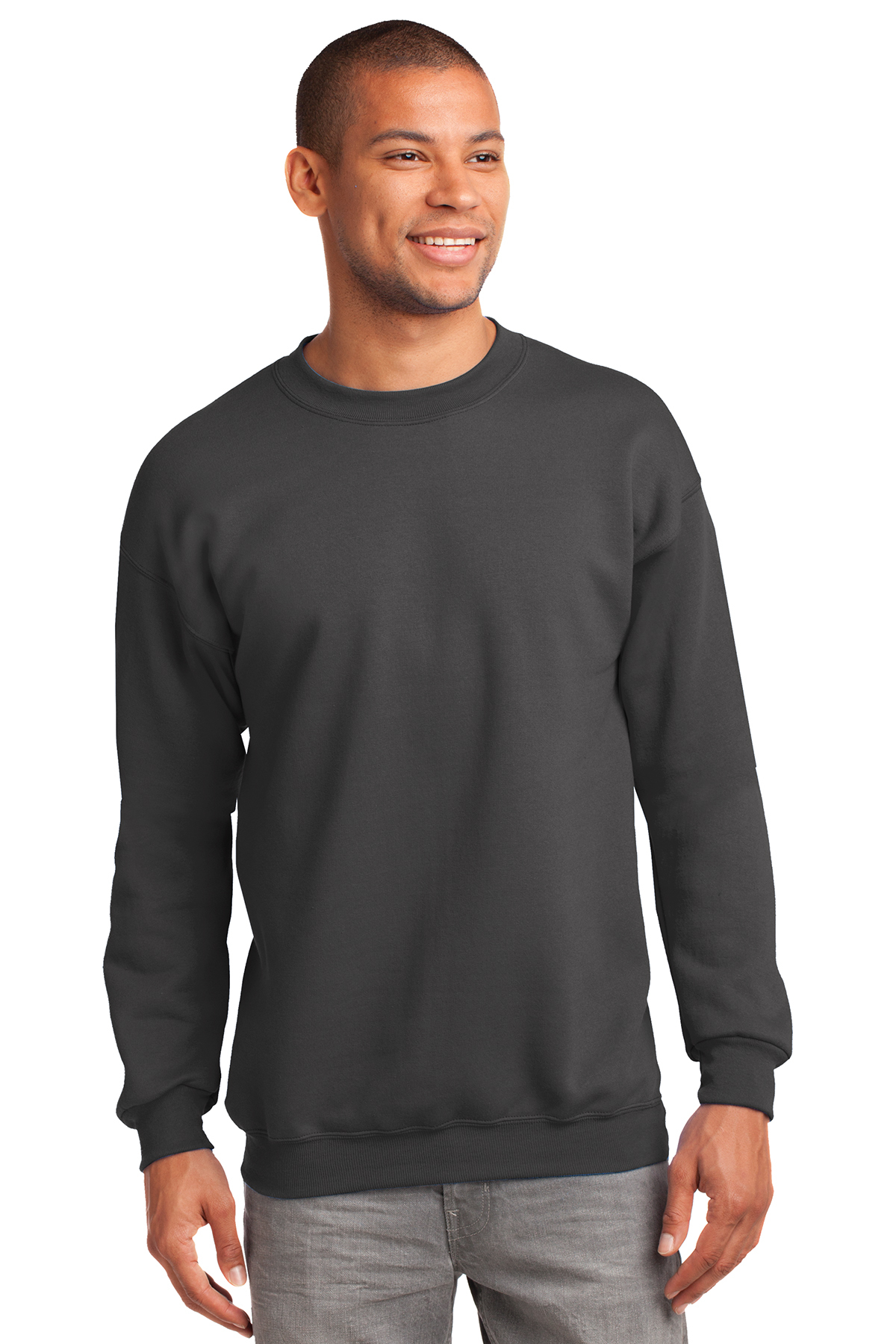 Adult Port & Company Essential Fleece Crewneck Sweatshirt- Charcoal