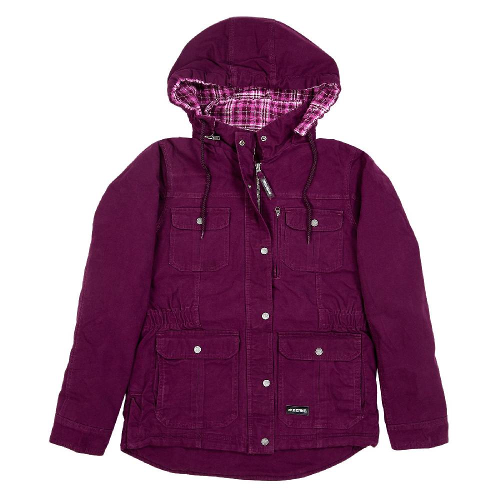 Women's Berne Washed Duck Quilt-Lined Barn Coat-Plum