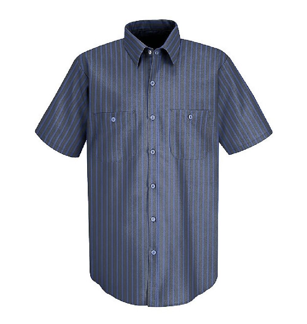 Men's Red Kap Industrial Short Sleeve Work Shirt-Striped
